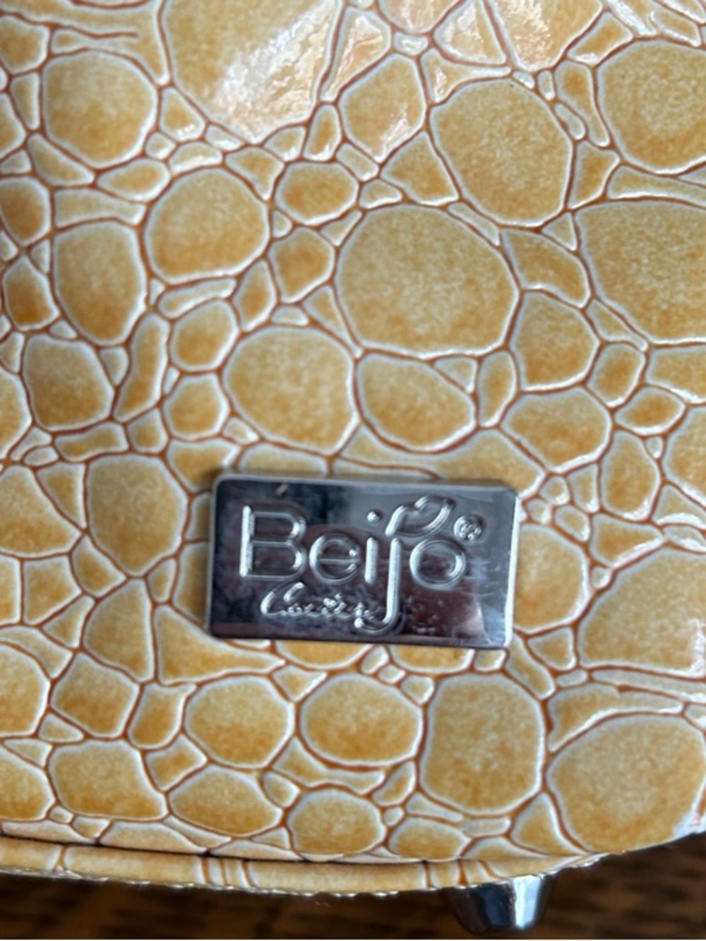 Beijo Yellow Croc-Embossed Top-Handle Bag - Picture 8 of 14